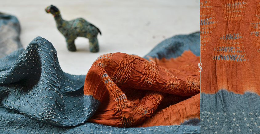 Roha ★ Bandhani & Ajrakh ★ Tussar silk saree { N }